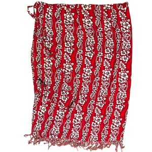 Vintage Y2K Wrap Women's Red Floral Tie-Waist Beach Skirt